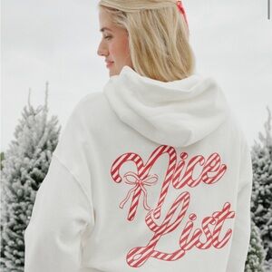 Hollister White Hoodie with Red Candy Cane Design